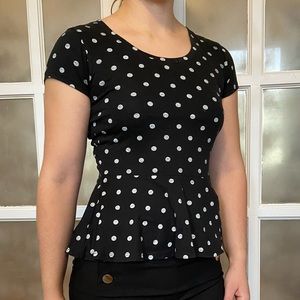 Polka Dot Peplum Top